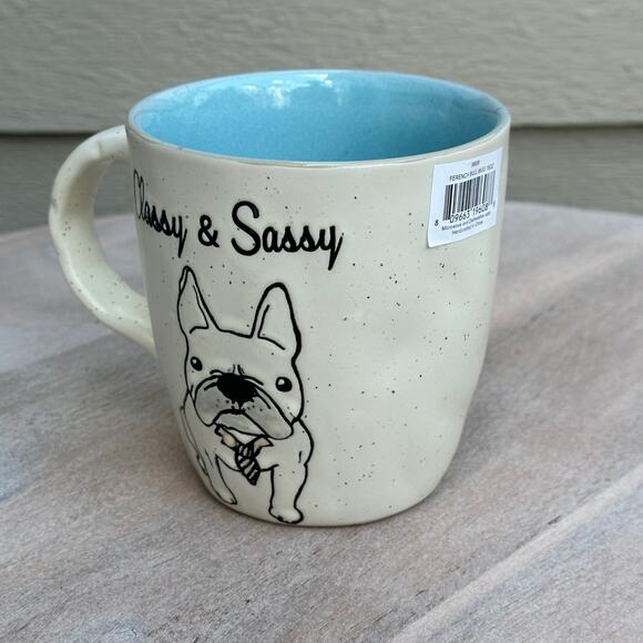 Large Coffee Mug Classy & Sassy French Kisses Series. Frenchie With Necktie New - Picture 2 of 11